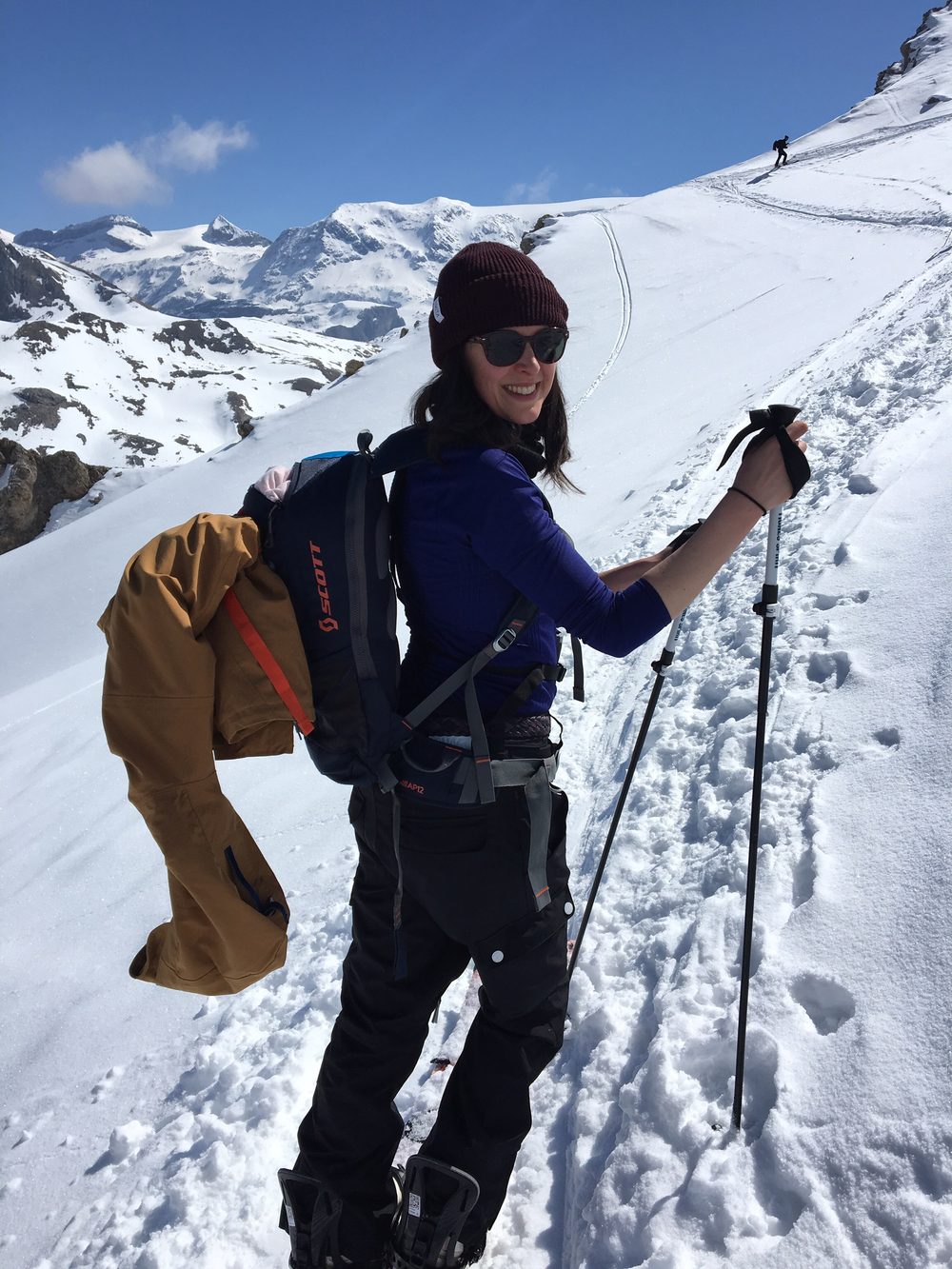 Rachael ski touring in the mountains